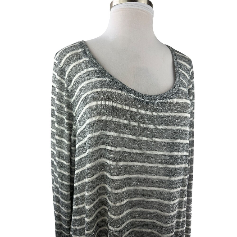 ✨2/$20 NWT Lane Bryant Sheer Metallic Striped Blouse Shimmer Plus Size 26/28 - Picture 4 of 15
